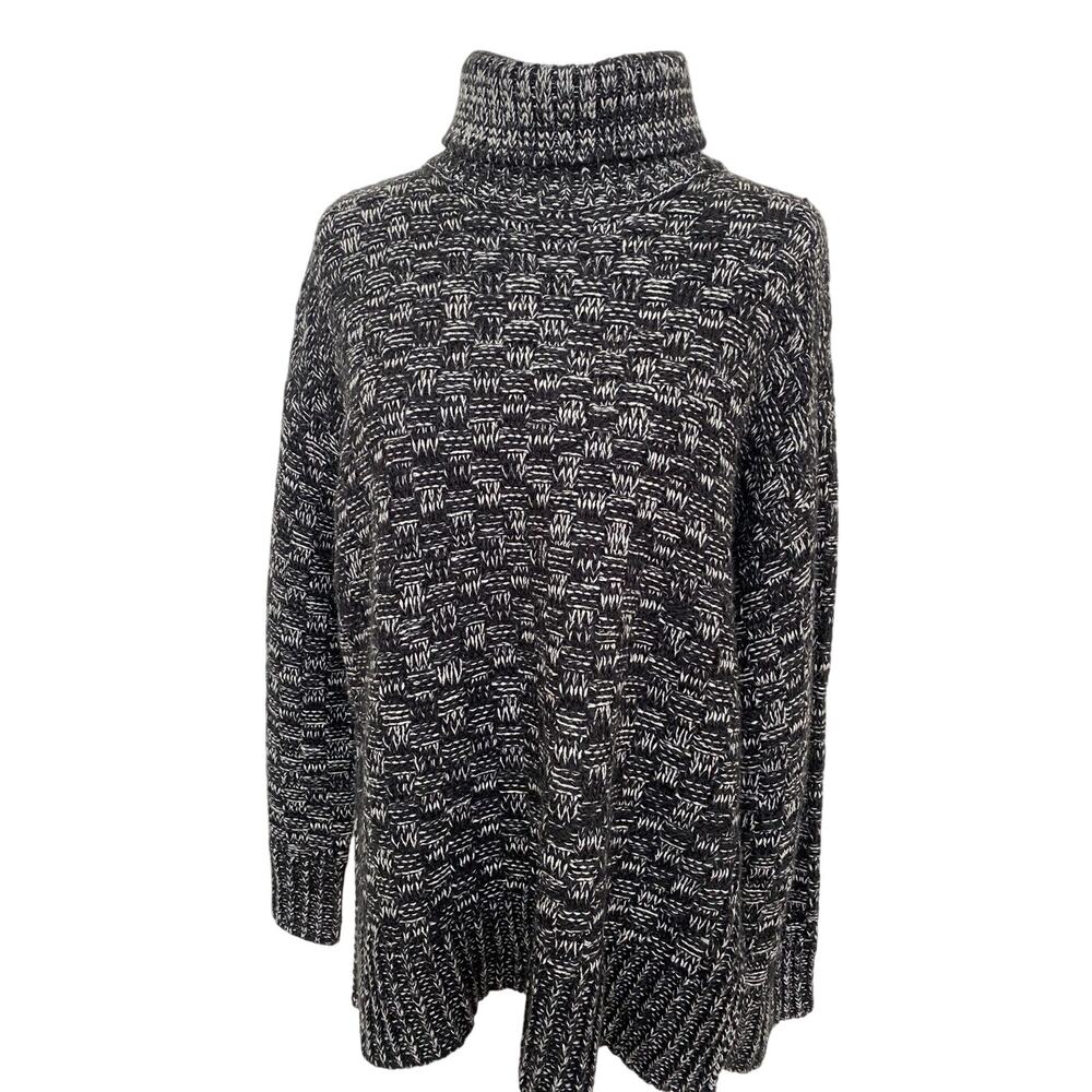 Topshop black and white sweater women wool size M warm tunic A003076